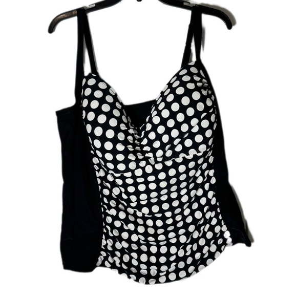 Black and White Polka Dot Fitted Bustier Swim Camisole 22W - Picture 1 of 3